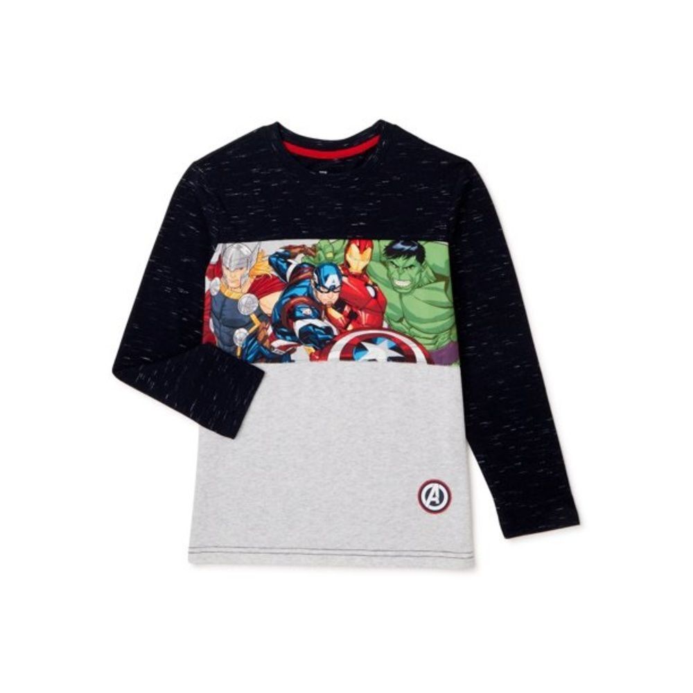 10/$25🦋 Marvel Avengers Navy & Heathered Gray Long Sleeve Tee - Size XL